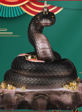 招财小青真身灵蛇白色摆件保平安