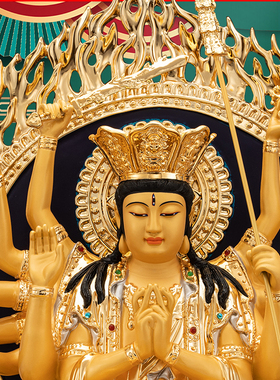 铜准提佛母千手观音神像装饰摆件