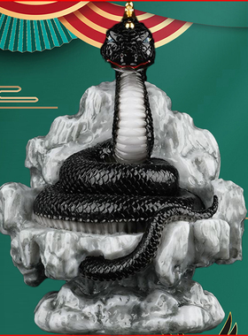 粉色灵蛇蟒蛇真身神像常家摆件