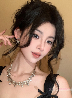 闪钻水滴流苏项链耳环套装