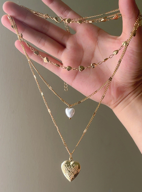 爱心吊坠多层叠戴项链