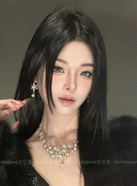 法式爆闪珍珠花朵项链