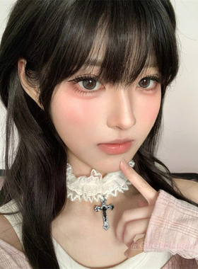 甜酷白色布艺蕾丝项圈