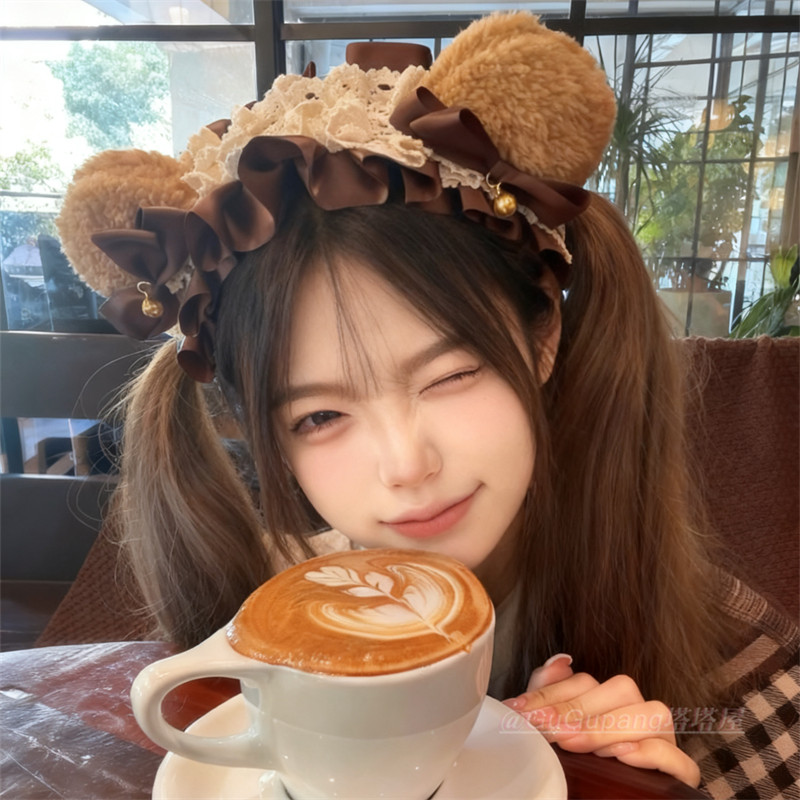 日系棕色蝴蝶结熊耳发箍可爱少女感小熊头箍lolita洛丽塔发饰头饰,淘宝优惠券,粉丝福利购,淘宝优惠卷