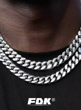 FDK钛钢男潮古巴链项链