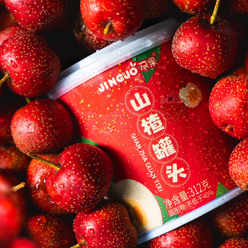 盡果山楂罐頭312g*4罐水果罐頭整箱解膩爽口餐后甜品_林家鋪子食品專營店_水產肉類_新鮮蔬果_熟食