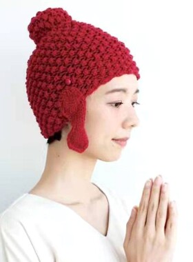 如来佛祖帽子佛头尼姑毛线针织男女抖音护耳帽子搞怪年会冬季保暖