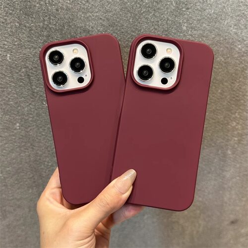 ins网红梅子色酒红半包适用苹果16promax手机壳15小米14/13红米K60/50华为mate60pro+软50/340硅胶p70女12/Xr - 图2