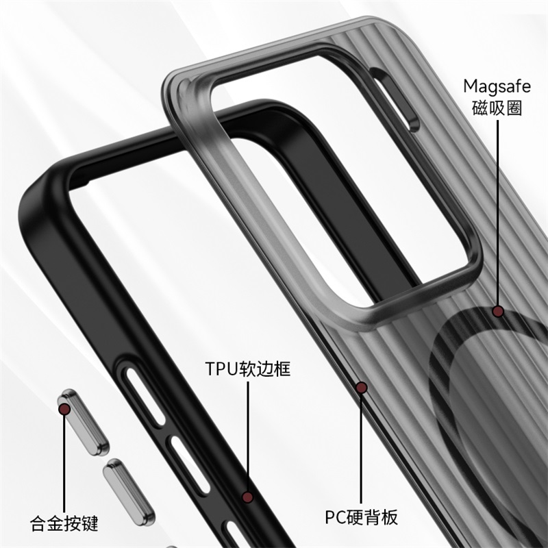 淬炼2.0新版光栅直边适用小米15手机壳亚克力14瓦楞条纹雾面13高级vivoX200pro外壳mini硬磁吸套8090软边aiuv - 图3