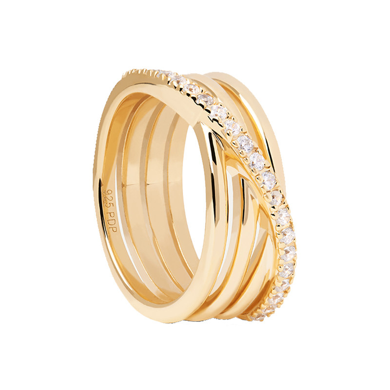 pdpaola密镶交错三环叠戴女对戒指 PDPAOLA海外戒指/指环