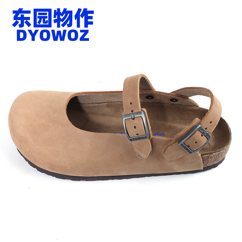 東园物作DYOWOZ玛丽珍头层皮后带凉鞋女博肯复古学院森女系软木鞋,淘宝优惠券,粉丝福利购,淘宝优惠卷