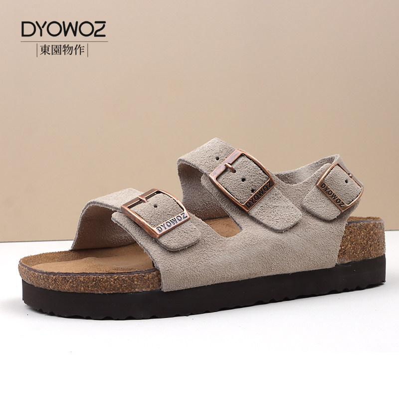 園物作DYOWOZ软木一字带凉鞋女厚底增高休闲百搭平底日系勃肯鞋,淘宝优惠券,粉丝福利购,淘宝优惠卷