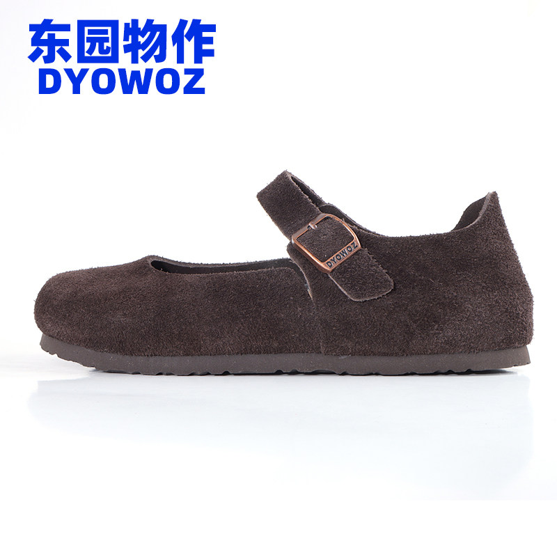 东园物作DYOWOZ玛丽珍女鞋反绒牛皮四季单鞋勃肯复古浅口圆头外穿,淘宝优惠券,粉丝福利购,淘宝优惠卷