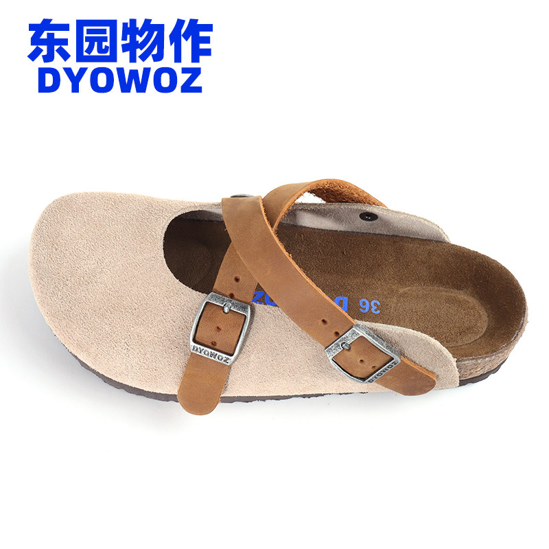 东园物作DYOWOZ2025新款交叉文艺森女勃肯休闲复古女鞋软木凉拖鞋,淘宝优惠券,粉丝福利购,淘宝优惠卷