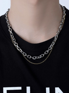 钛钢十字链男间金色不掉色