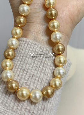 实拍正版浓金混彩进口施家仿海水珍珠女项链choker高级时尚轻奢