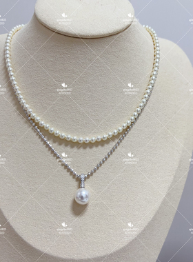 进口施家华子baby珠choker女百搭项链锁骨链可调节3/4mm单带叠戴