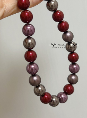 S925银扣波尔多红安哥拉红混彩5810珍珠女项链choker2024爆款时尚