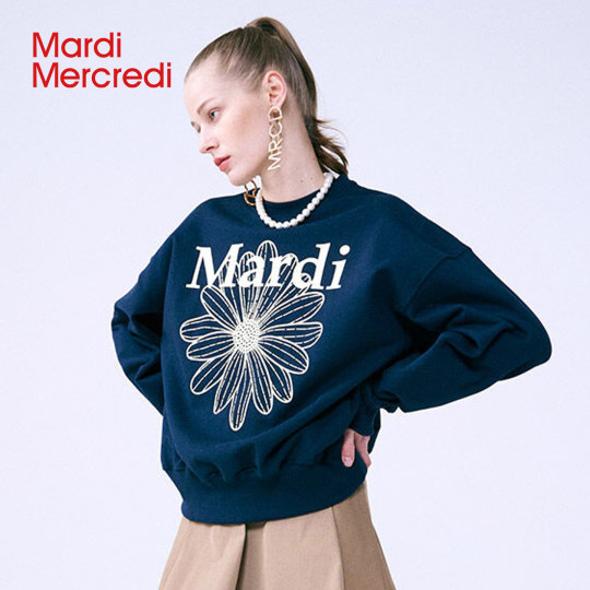 Klassisches Mardi-Sweatshirt mit Gänseblümchen-Buchstaben-Print