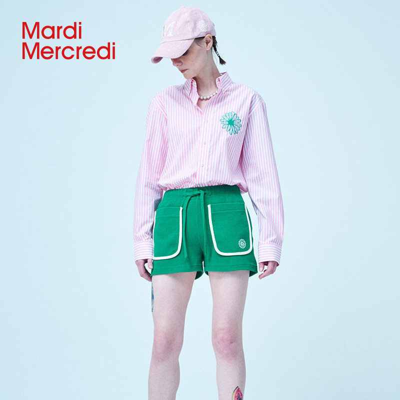mardimercredi小雏菊刺绣条纹衬衫 MardiMercredi衬衫