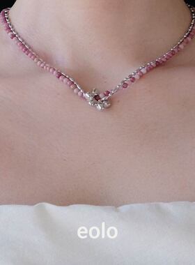EOLO花朵天然红纹石项链