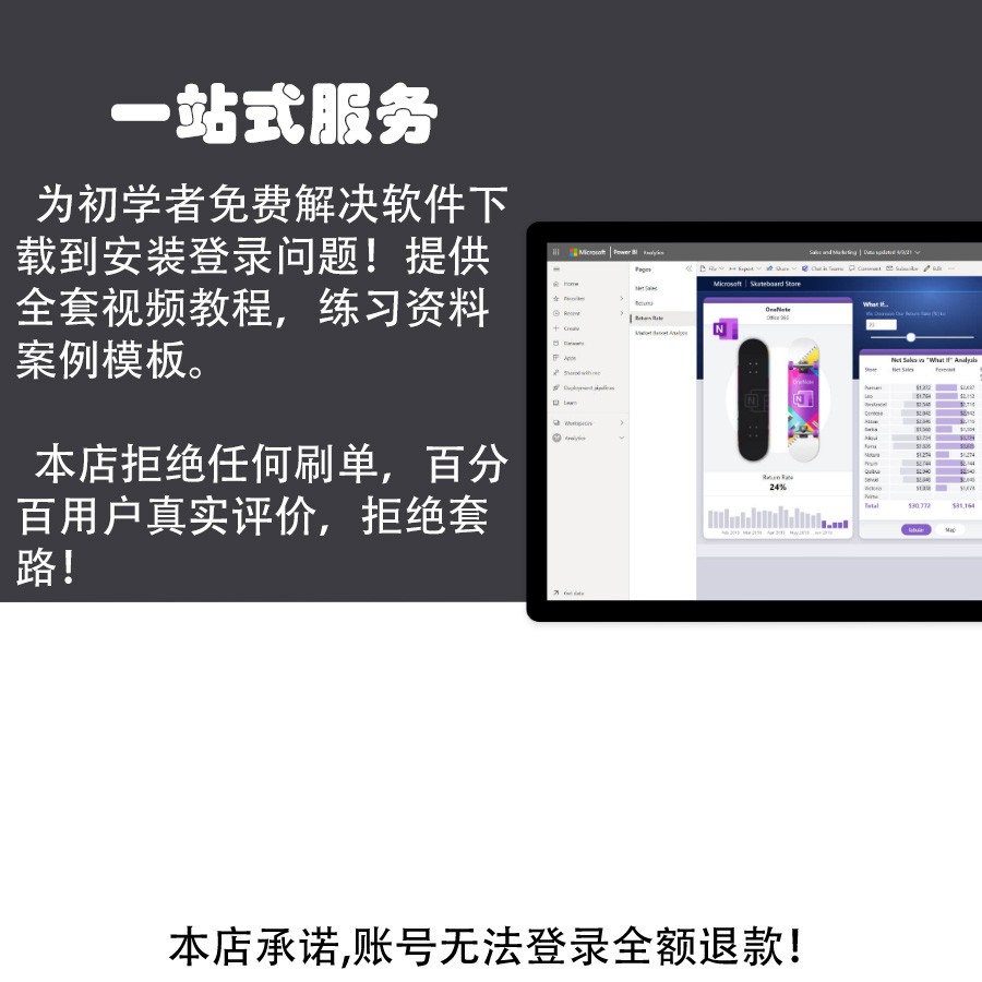 Power BI数据可视化powerbi pro永久账号 统计分析fabric copilot - 图0