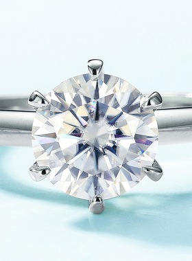 欧美璀璨永恒莫桑石戒指S925银镀18K金镶嵌彩宝宝石水晶戒指