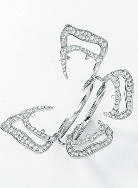 欧美蝴蝶设计高碳钻戒指S925银镀18K金镶嵌彩宝宝石指戒轻奢时尚