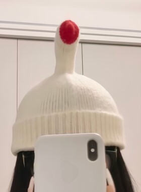 可摇摆大鹅显脸小保暖针织帽