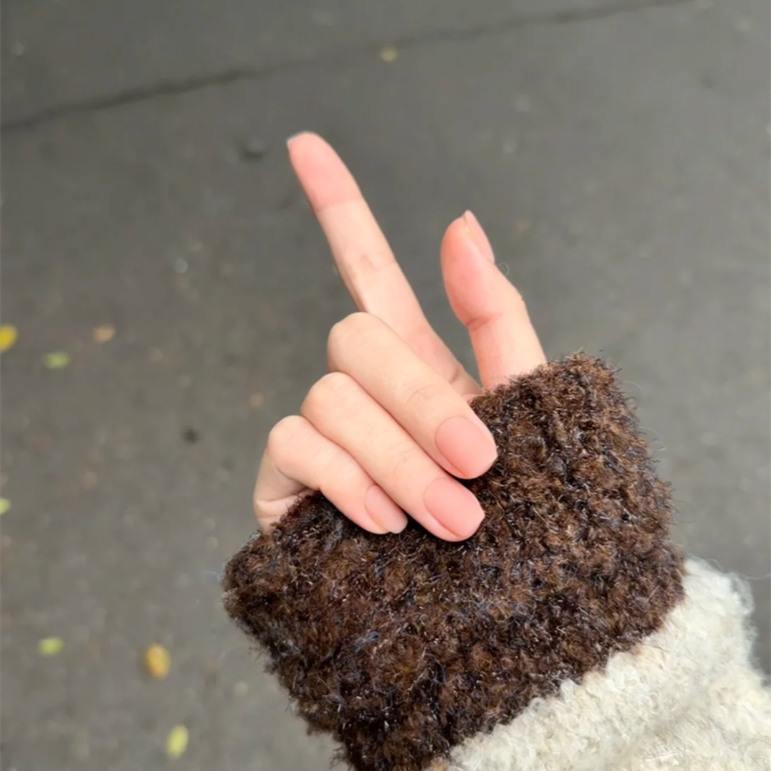 磨砂裸色纯手工穿戴甲短款温柔风裸甲可爱显白ins高级感美甲贴片,淘宝优惠券,粉丝福利购,淘宝优惠卷