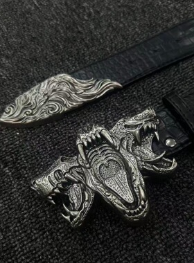 艾恩沃斯美式暗黑骸蛇咆哮鳄纹腰带潮流压花哥特百搭牛仔皮带
