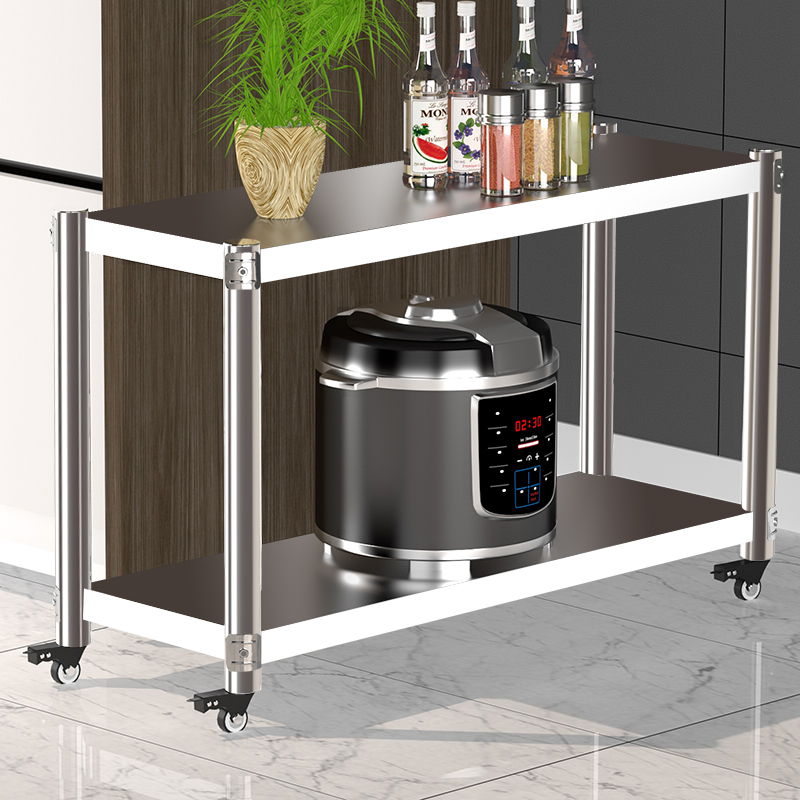 加厚不锈钢厨房置物架落地多层收纳架夹缝收纳架微波炉整理架带轮 - 图2