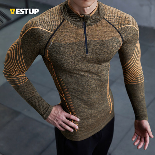 Vest Up【ULTRA无缝显大长袖】半门襟纹理感运动服弹力透气圆领T - 图3