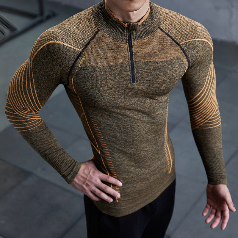 Vest Up【ULTRA无缝显大长袖】半门襟纹理感运动服弹力透气圆领T,淘宝优惠券,粉丝福利购,淘宝优惠卷