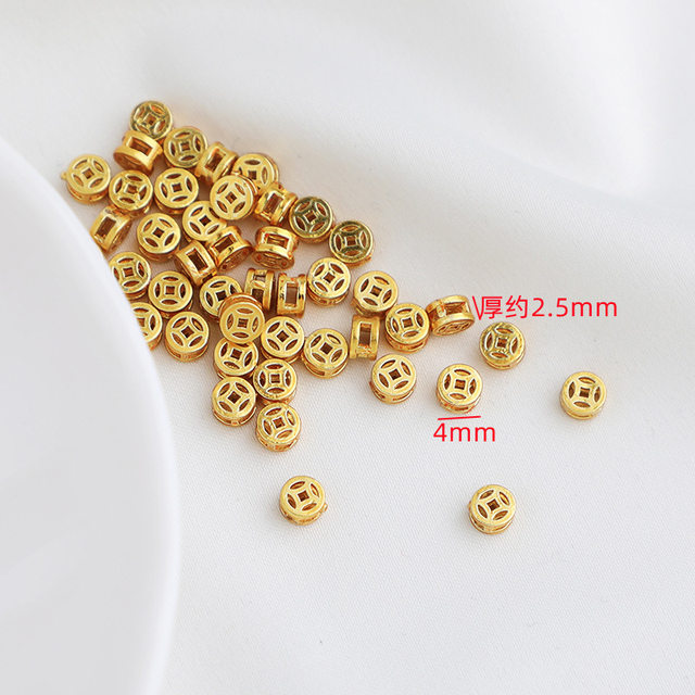 Sand gold bag gold color protection 4mm hollow copper coin separation beads
