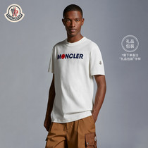Moncler franchise for men flocking logo round collar short sleeve T-shirt