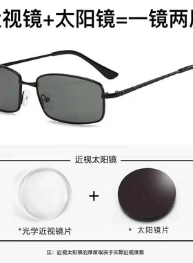 2024新款近视墨镜男生带v度数定制太眼镜开车方框小框货车驾驶司