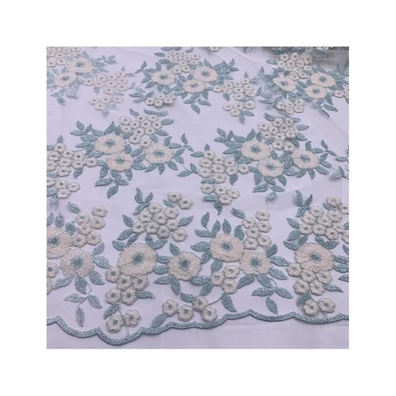 新品重工清新小碎花金丝刺绣蕾丝布料旗袍精致绣花连衣裙服装面料 - 图3