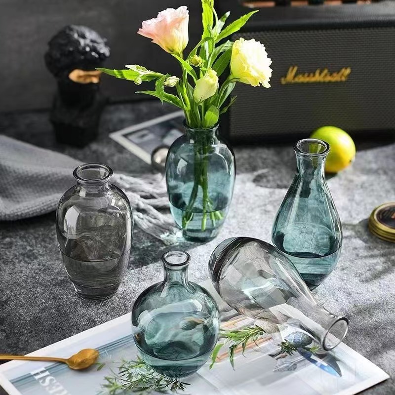北欧玻璃花瓶透明水养鲜花水培绿萝客厅桌面插干花高级感装饰摆件 - 图0