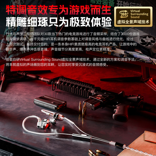 竹林鸟青龙ZG1 Ultra专业电竞入耳式有线游戏耳机电脑手机通用USB - 图2