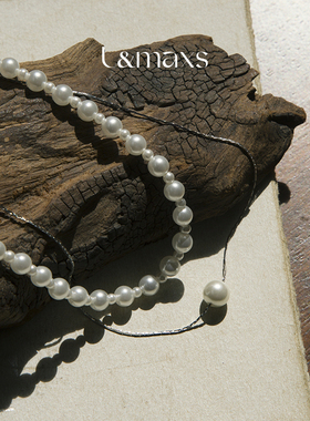 L&MAXS珍珠项链原创小众设计艺术感轻奢优雅双层叠戴锁骨链女