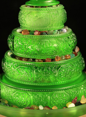 适用密宗佛具 古法琉璃留法七堆曼扎盘大号 藏传用品 曼达供a0079