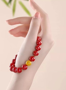 适用 天然正品原矿朱砂手串雄黄手链男女款高含量紫金砂帝王a2128