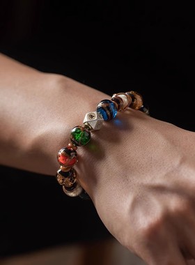 适用古法香灰琉璃本命年手串男士女款十二生肖国潮盘文玩情a2210