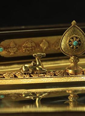 适用藏式家用室内供佛用具摆件纯铜色密宗供奉线香薰炉 八吉a0148