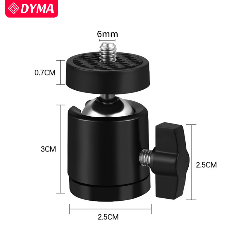 金属球迷你手机自拍支架云台配件转接头摄影拍摄三脚架球形云台3/8牙万向球头1/4接口手机架直播相机固定云台