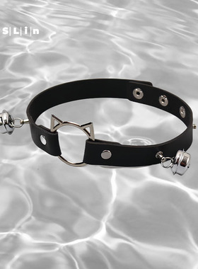 男仆小奶狗颈饰男仆专用情趣猫咪项圈颈带链子黑色颈圈chok锁骨链