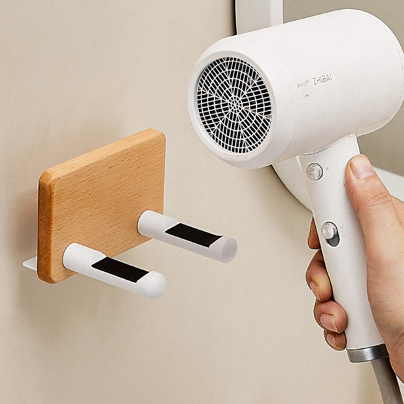 吹风机置物架免打孔卫生间壁挂式电吹风支架原木风浴室收纳架挂架,淘宝优惠券,粉丝福利购,淘宝优惠卷
