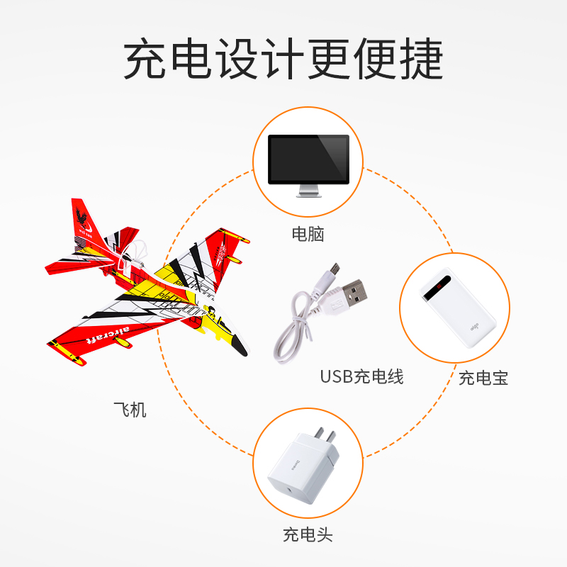 电动泡沫飞机充电小飞机手抛滑翔机可飞儿童玩具会飞网红航模模型 - 图1