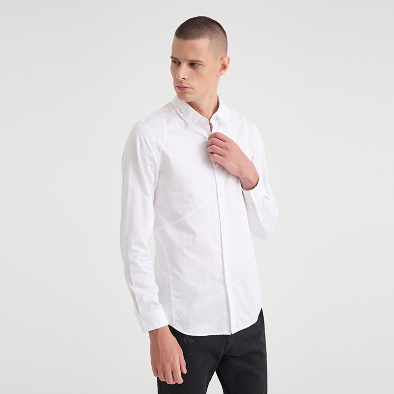 ANDREW MACKENZIE意大利男装拼接简约百搭长袖衬衫551242211401 - 图0